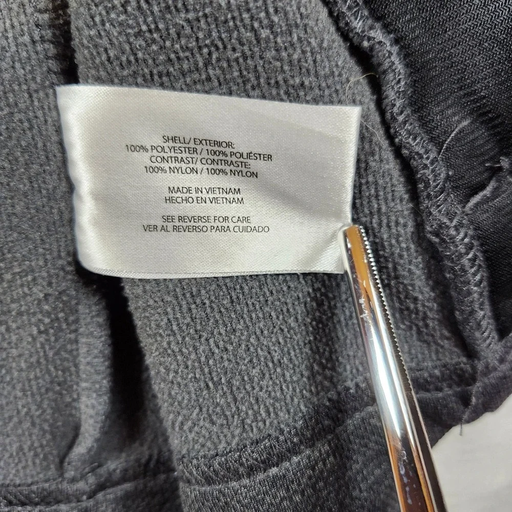 Orvis Mens Full Zip Fleece Jacket Grey‎ Black Textured Knit Mock Neck Large